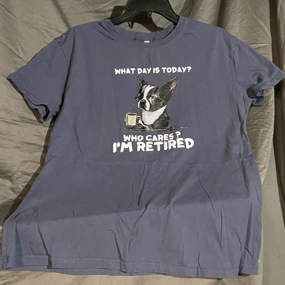 Blue Graphic T-Shirt with Dog Print 100% Soft Cotton